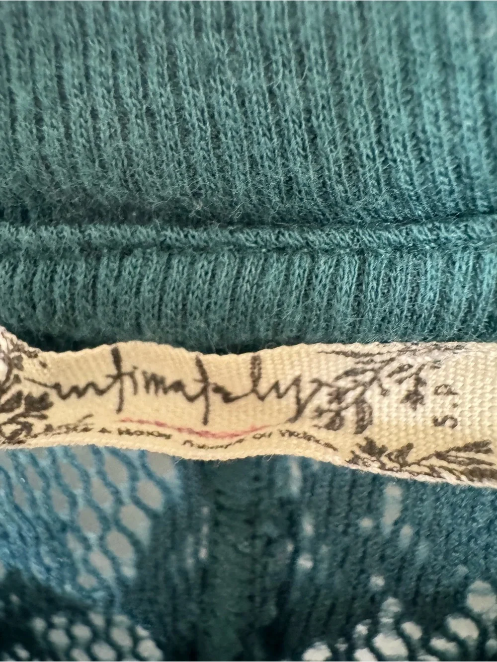 Free People Teal Sheer Floral Lace Long Sleeve Top